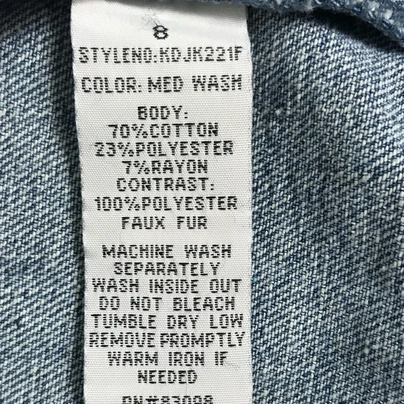 NWT CI SONO * Kids* Medium Wash Distressed Denim & Faux Fur Jacket - Picture 7 of 11